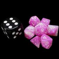TDSO Duel Pink & Pearl White MINI 10mm 7 Dice Polyset