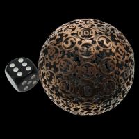 TDSO Metal Hollow Gear Antique Copper HUGE 50mm D100 Dice In Protective Case