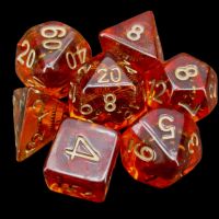 TDSO Gear & Cogs Amber & Copper 7 Dice Polyset