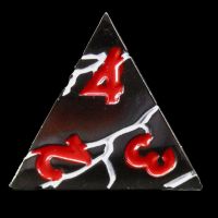 TDSO Metal &#039;Thor&#039; Lightening Black Nickel White &amp; Red D4 Dice