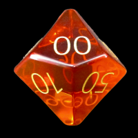 TDSO Zircon Glass Orange Topaz with Engraved Numbers Precious Gem Percentile Dice