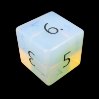 TDSO Opalite with Engraved Black Numbers 16mm Precious Gem D6 Dice