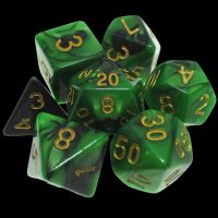 TDSO Duel Black & Green 7 Dice Polyset