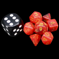 TDSO Duel Red Black & Gold MINI 10mm 7 Dice Polyset