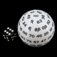 TDSO Cannonball Opaque White & Black HUGE 55mm D100 Dice