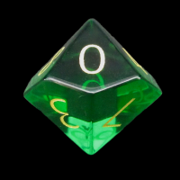 TDSO Zircon Glass Emerald with Engraved Numbers 16mm Precious Gem D10 Dice