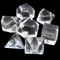 TDSO Zircon Glass Diamond with Engraved Numbers Precious Gem 7 Dice Polyset
