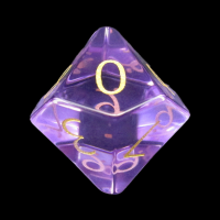 TDSO Zircon Glass Amethyst with Engraved Numbers 16mm Precious Gem D10 Dice