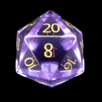 TDSO Zircon Glass Amethyst with Engraved Numbers 16mm Precious Gem D20 Dice