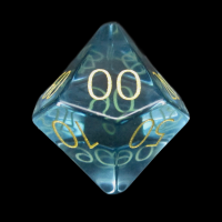 TDSO Zircon Glass Aquamarine with Engraved Numbers 16mm Precious Gem Percentile Dice