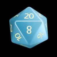 TDSO Cats Eye Mint Blue with Engraved Numbers 16mm Precious Gem D20 Dice