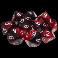 TDSO Duel Black & Red With White 10 x D10 Dice Set