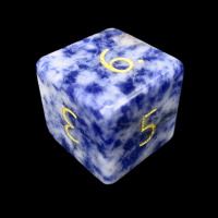 TDSO Sodalite Light with Engraved Numbers 16mm Precious Gem D6 Dice