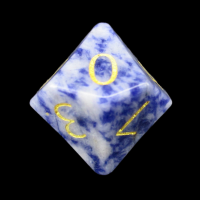 TDSO Sodalite Light with Engraved Numbers 16mm Precious Gem D10 Dice