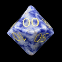 TDSO Sodalite Light with Engraved Numbers 16mm Precious Gem Percentile Dice