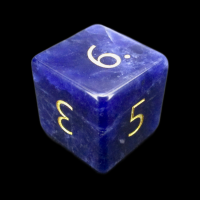 TDSO Sodalite Dark with Engraved Numbers 16mm Precious Gem D6 Dice