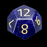 TDSO Sodalite Dark with Engraved Numbers 16mm Precious Gem D12 Dice