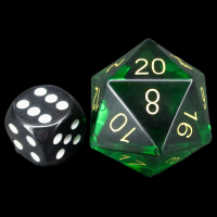 TDSO Zircon Glass Emerald with Engraved Numbers JUMBO 30mm Precious Gem D20 Dice