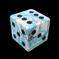 TDSO Turquoise Blue & White Synthetic Engraved Spots 16mm Precious Gem D6 Dice