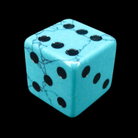 TDSO Turquoise Green Synthetic with Engraved Spots 16mm Precious Gem D6 Dice