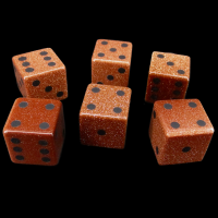 TDSO Goldstone Gold with Engraved Spots 16mm Precious Gem 6 x D6 Dice Set