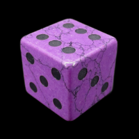 TDSO Turquoise Purple Synthetic with Engraved Spots 16mm Precious Gem D6 Dice