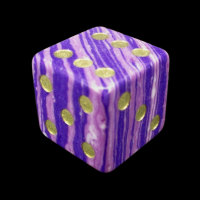 TDSO Turquoise Purple Wave Synthetic with Engraved Spots 16mm Precious Gem D6 Dice