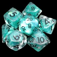 TDSO Teal Dragon Scale & Black 7 Dice Polyset
