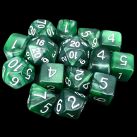 Role 4 Initiative Marble Green 15 Dice Polyset with Arch D4s
