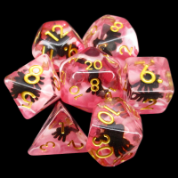 TDSO Encased Black Spider Red with Gold Numbers 7 Dice Polyset LTD EDITION