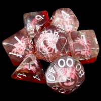 TDSO Encased White Spider Red with Silver Numbers 7 Dice Polyset LTD EDITION