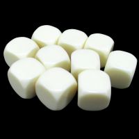 TDSO Opaque Blank Ivory 16mm 10 x D6 Dice Set