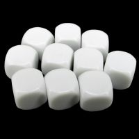 TDSO Opaque Blank White 16mm 10 x D6 Dice Set