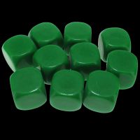 TDSO Opaque Blank Green 16mm 10 x D6 Dice Set