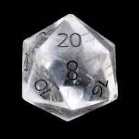 TDSO Quartz Clear with Engraved Numbers 16mm Precious Gem D20 Dice