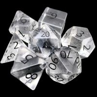 TDSO Quartz Clear with Engraved Numbers 16mm Precious Gem 7 Dice Polyset