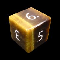 TDSO Tiger Eye Gold with Engraved Numbers 16mm Precious Gem D6 Dice
