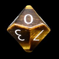 TDSO Tiger Eye Gold with Engraved Numbers 16mm Precious Gem D10 Dice