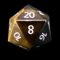 TDSO Tiger Eye Gold with Engraved Numbers 16mm Precious Gem D20 Dice