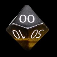 TDSO Tiger Eye Gold with Engraved Numbers 16mm Precious Gem Percentile Dice