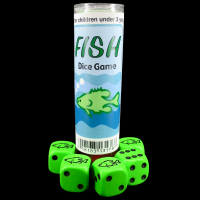 Koplow Green & Black Fish 5 x D6 Spot Dice Game