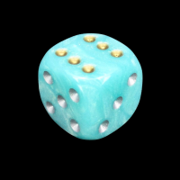 Mould Plas Pearlescent Teal With Gold/Silver 16mm D6 Spot Dice