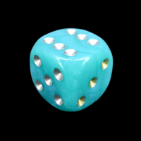 Mould Plas Pearlescent Turquoise With Gold/Silver 16mm D6 Spot Dice