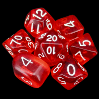Role 4 Initiative Translucent Red & White 7 Dice Polyset with Arch D4