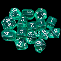 Role 4 Initiative Translucent Teal & White 15 Dice Polyset with Arch D4s
