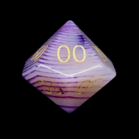 TDSO Agate Purple Banded with Engraved Numbers Precious Gem Percentile Dice