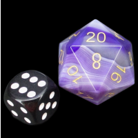 TDSO Agate Purple Banded with Gold Numbers JUMBO 30mm Precious Gem D20 Dice