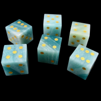 TDSO Amazonite with Engraved Numbers Precious Gem 6 x D6 Dice Set