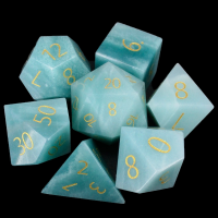 TDSO Amazonite with Engraved Numbers Precious Gem 7 Dice Polyset