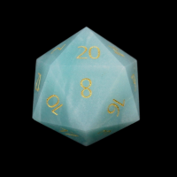 TDSO Amazonite with Engraved Numbers Precious Gem D20 Dice